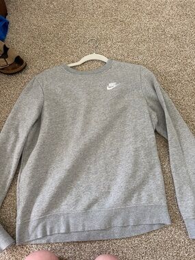Nike Light Gray Crewneck Sweatshirt with White Swoosh